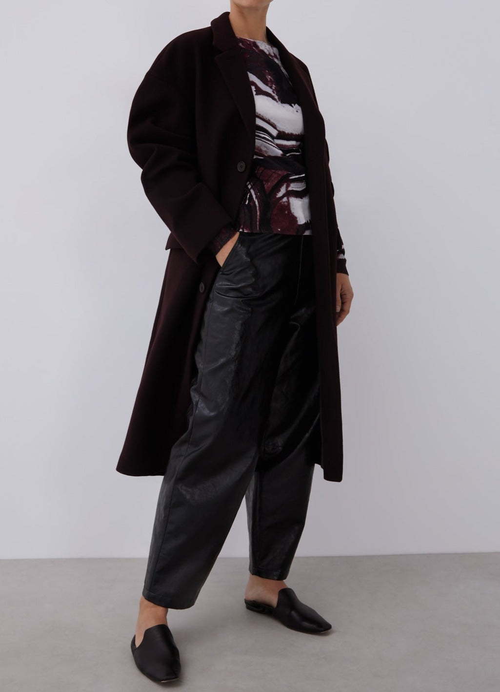 Women Jersey | Aubergine Print Printed Sweater With Crew Collar by Spanish designer Adolfo Dominguez