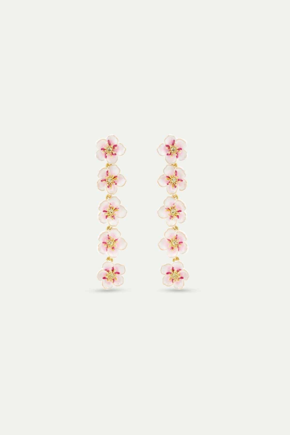 Mini White Cherry Blossom Dangle Earrings | AYHM1011 - Les Nereides