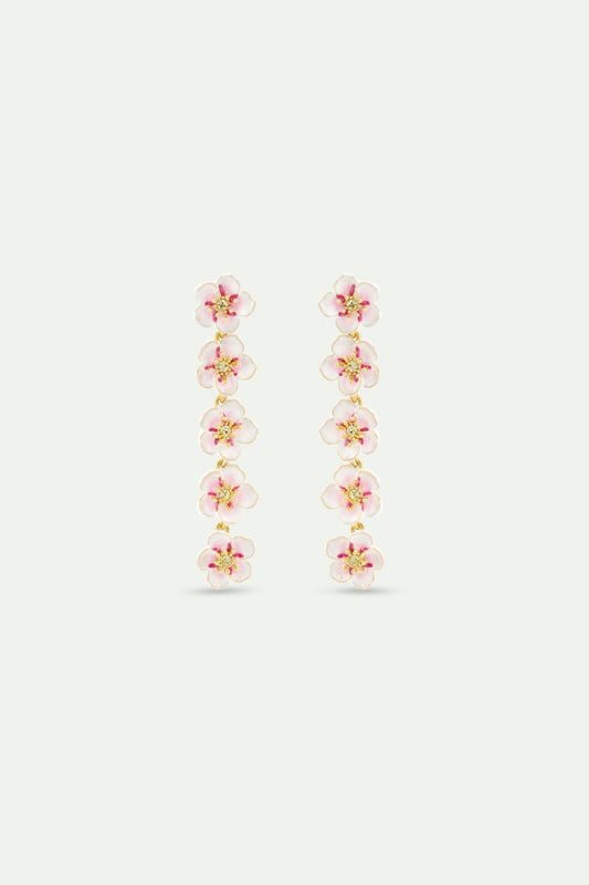 Mini White Cherry Blossom Dangle Earrings | AYHM1011 - Les Nereides