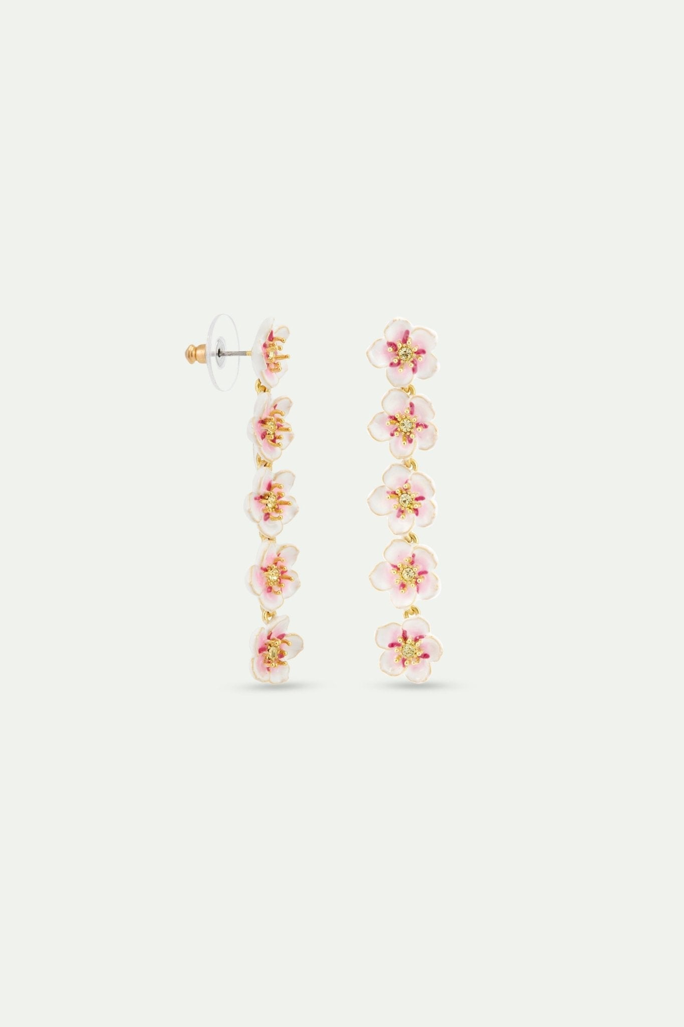 Mini White Cherry Blossom Dangle Earrings | AYHM1011 - Les Nereides