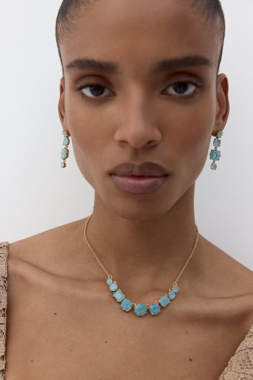 Glacier Blue Diamantine 4 Stone Earrings | AYLD1202 - Les Nereides