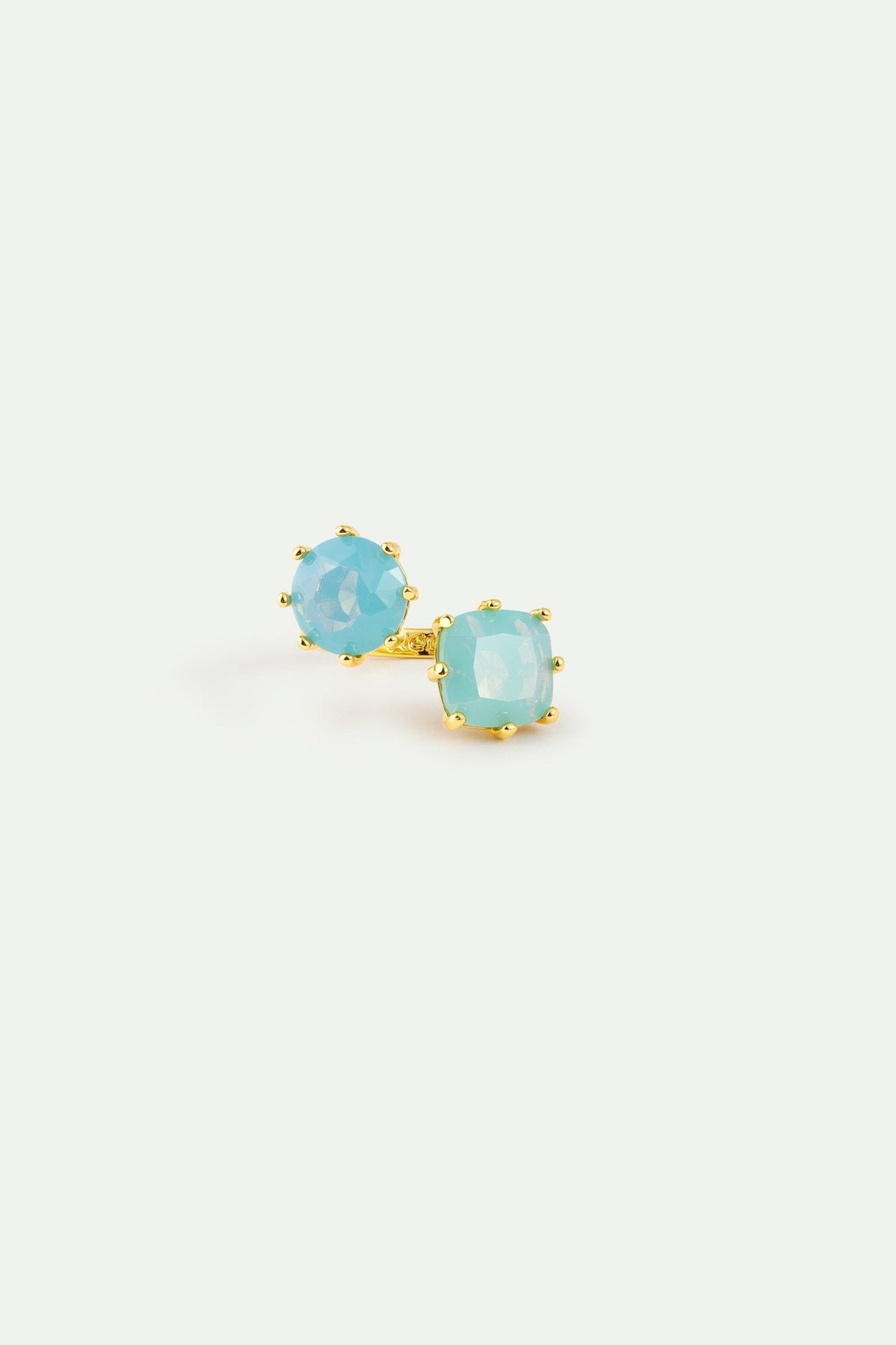 Glacier Blue Diamantine Adjustable You and Me Ring With Round and Cushion Cut Stones | AYLD6602 - Le