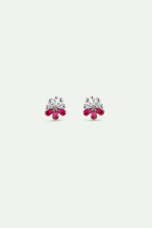 Silver Earrings With Cosmos and Red Stones | AYNF1081 - Les Nereides