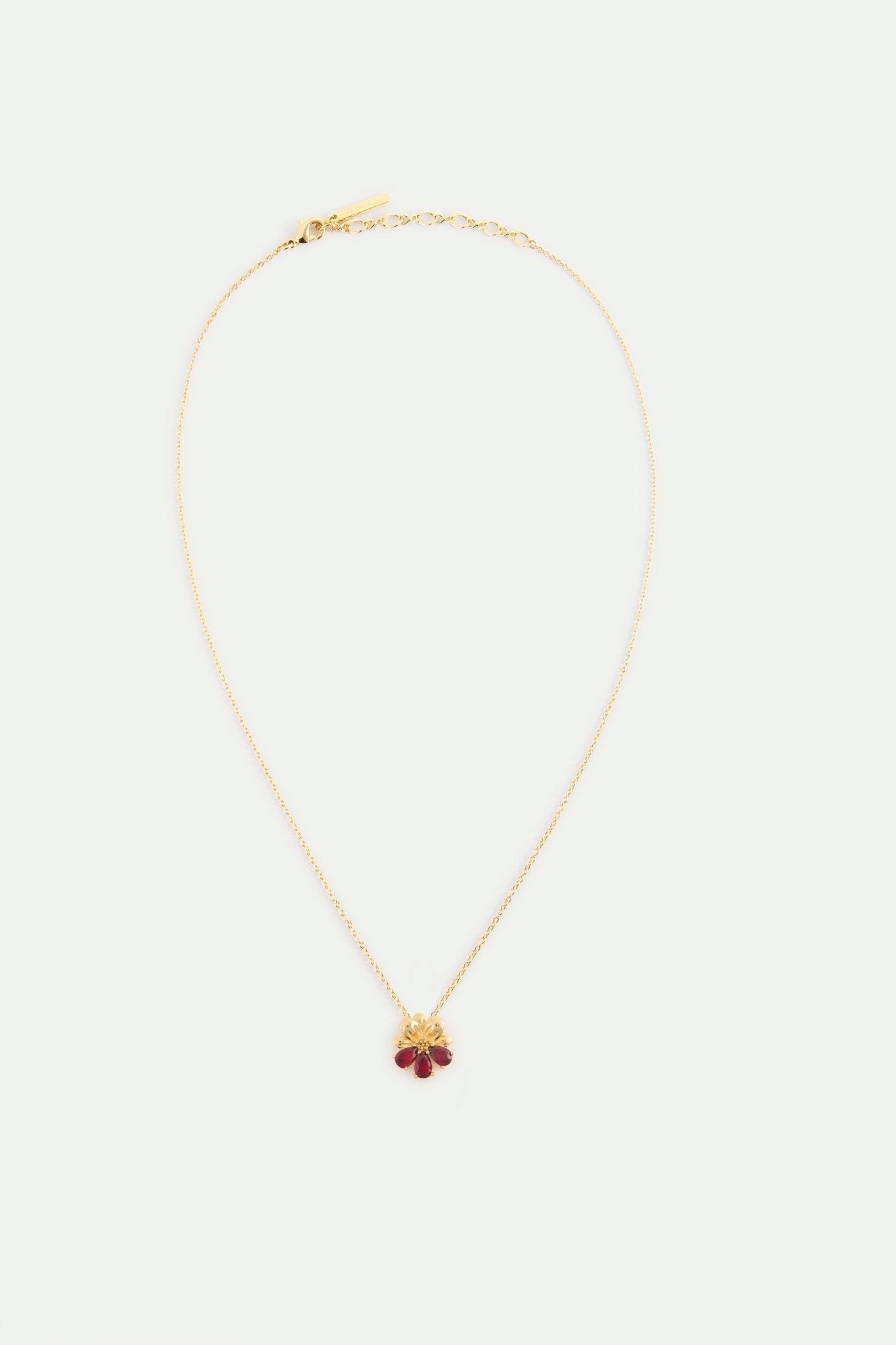Gold Pendant Necklace With Cosmos and Red Stones | AYNF3071 - Les Nereides