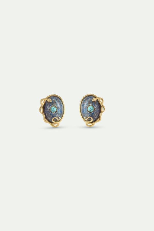 Lapis Lazuli, Turquoise and Gold Snake Earrings | AYVA1021 - Les Nereides