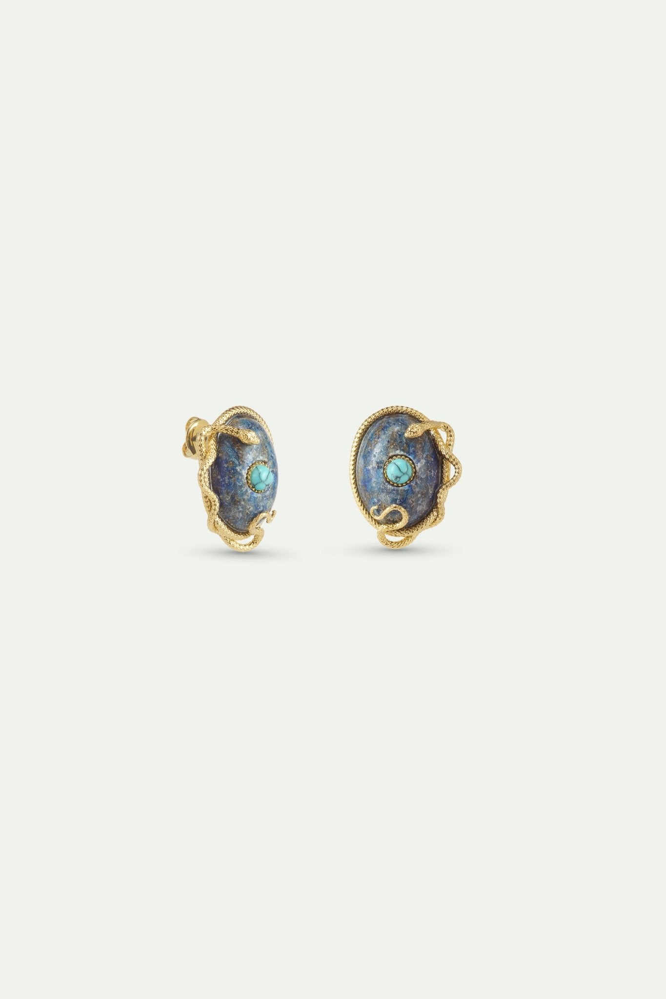 Lapis Lazuli, Turquoise and Gold Snake Earrings | AYVA1021 - Les Nereides