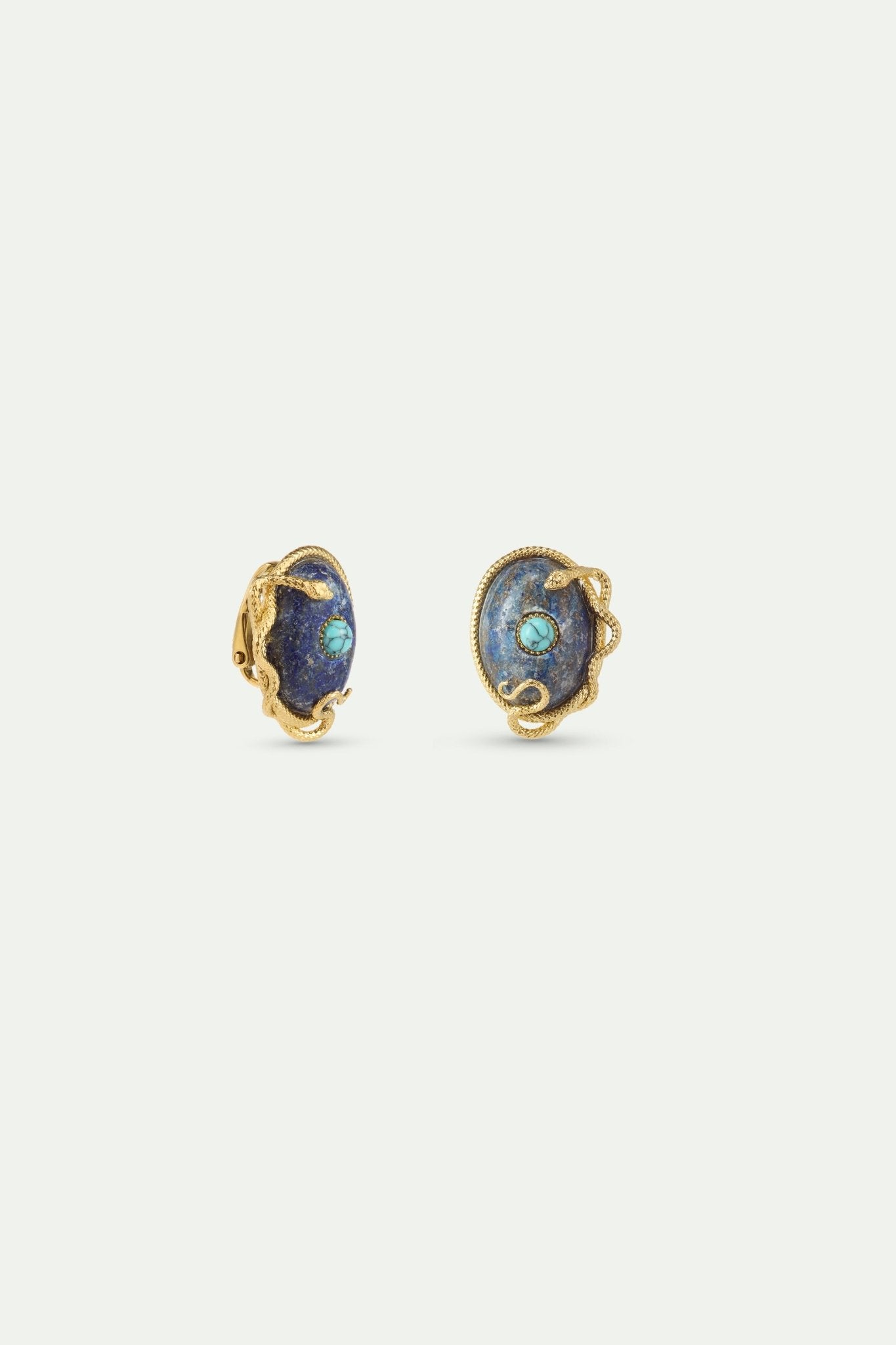 Lapis Lazuli, Turquoise and Gold Snake Earrings | AYVA1021 - Les Nereides