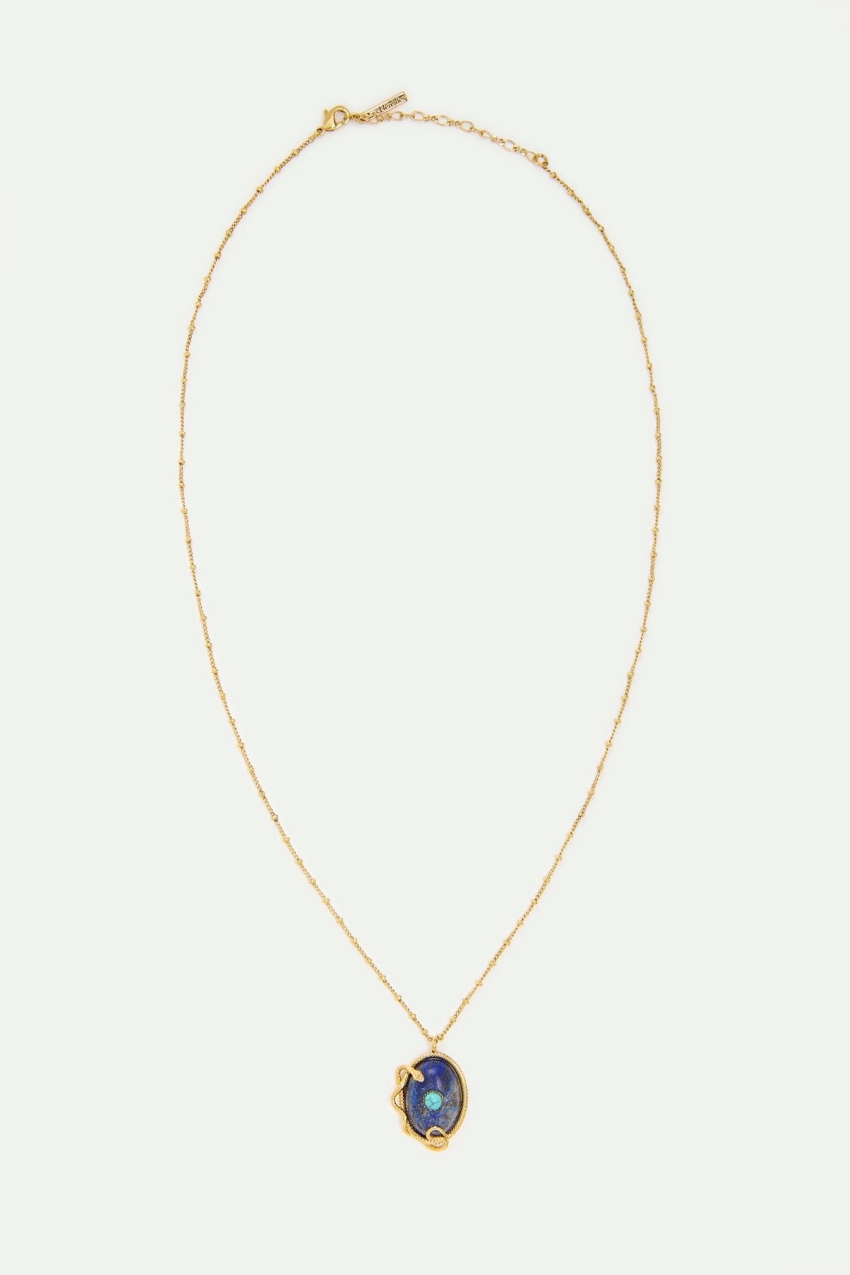 Lapis Lazuli, Turquoise and Gold Snake Pendant Necklace | AYVA3061 - Les Nereides