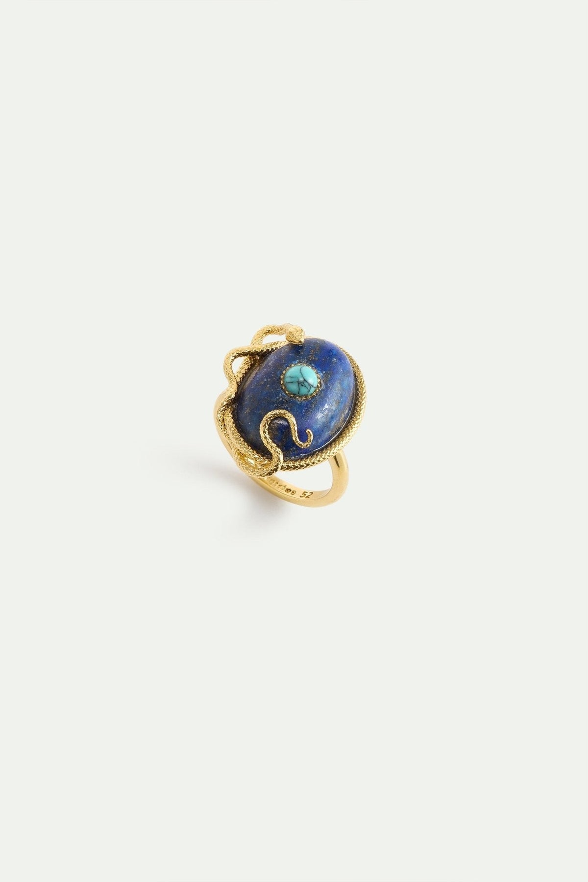 Lapis Lazuli, Turquoise and Gold Snake Ring | AYVA6011 - Les Nereides