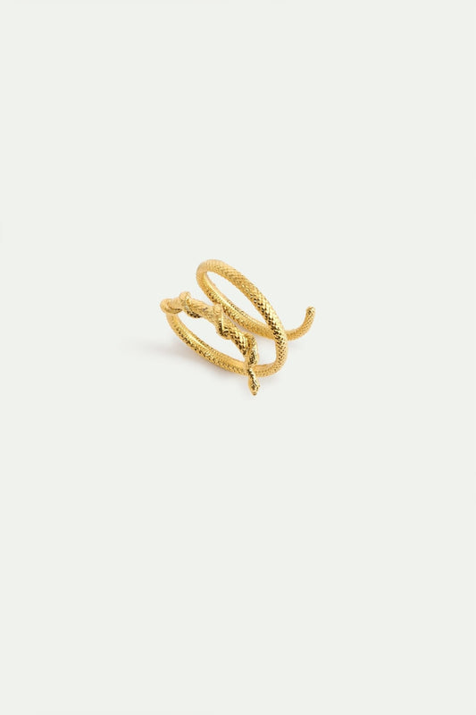 Gold Snake - Shaped Adjustable Spiral Ring | AYVA6021 - Les Nereides