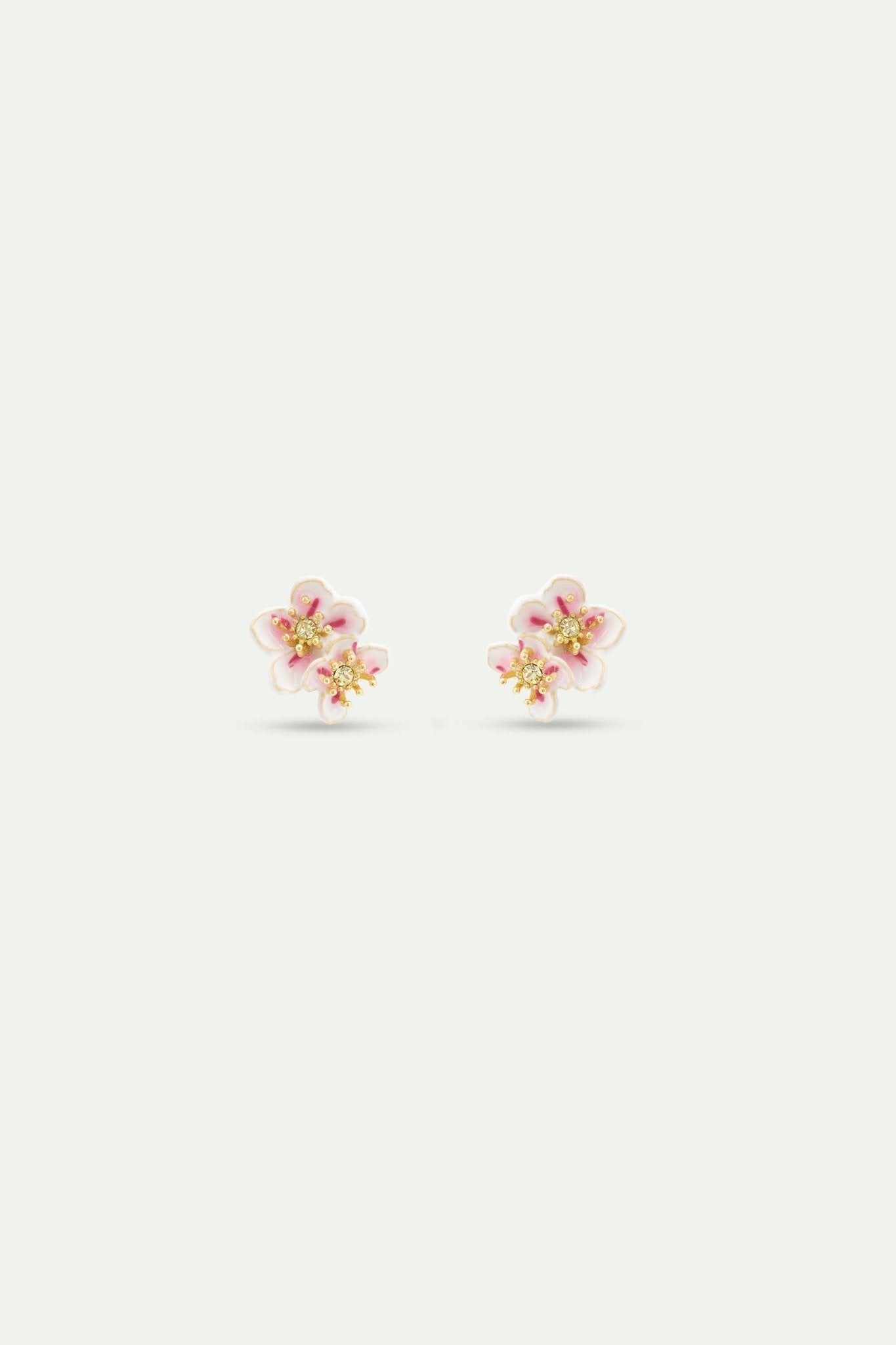 Pair of Mini White Cherry Blossom Earrings | AYHM1021