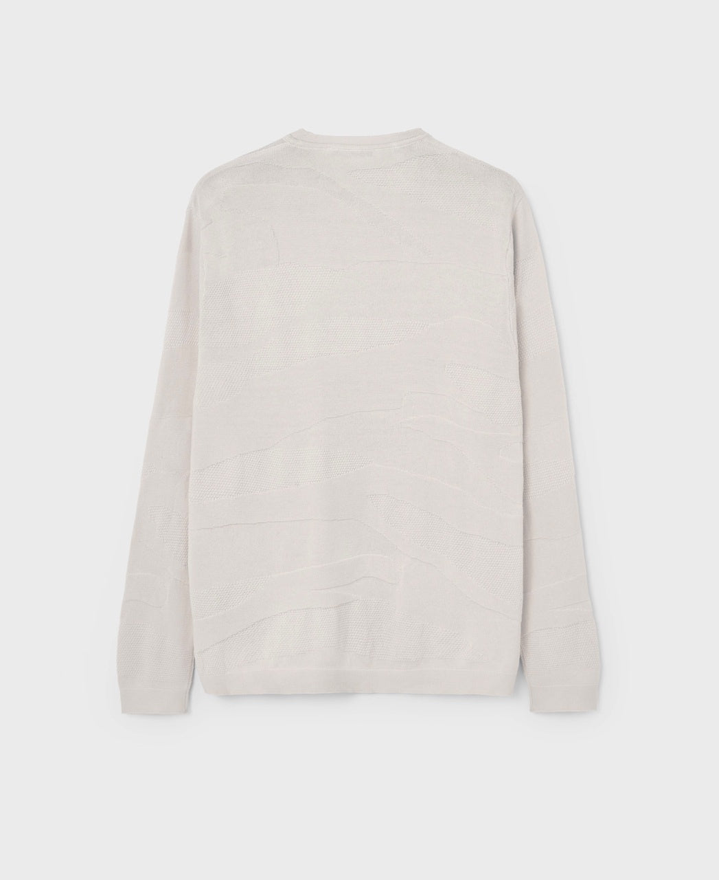 Men Jersey | Beige Cotton Intarsia Round Neck Sweater by Spanish designer Adolfo Dominguez