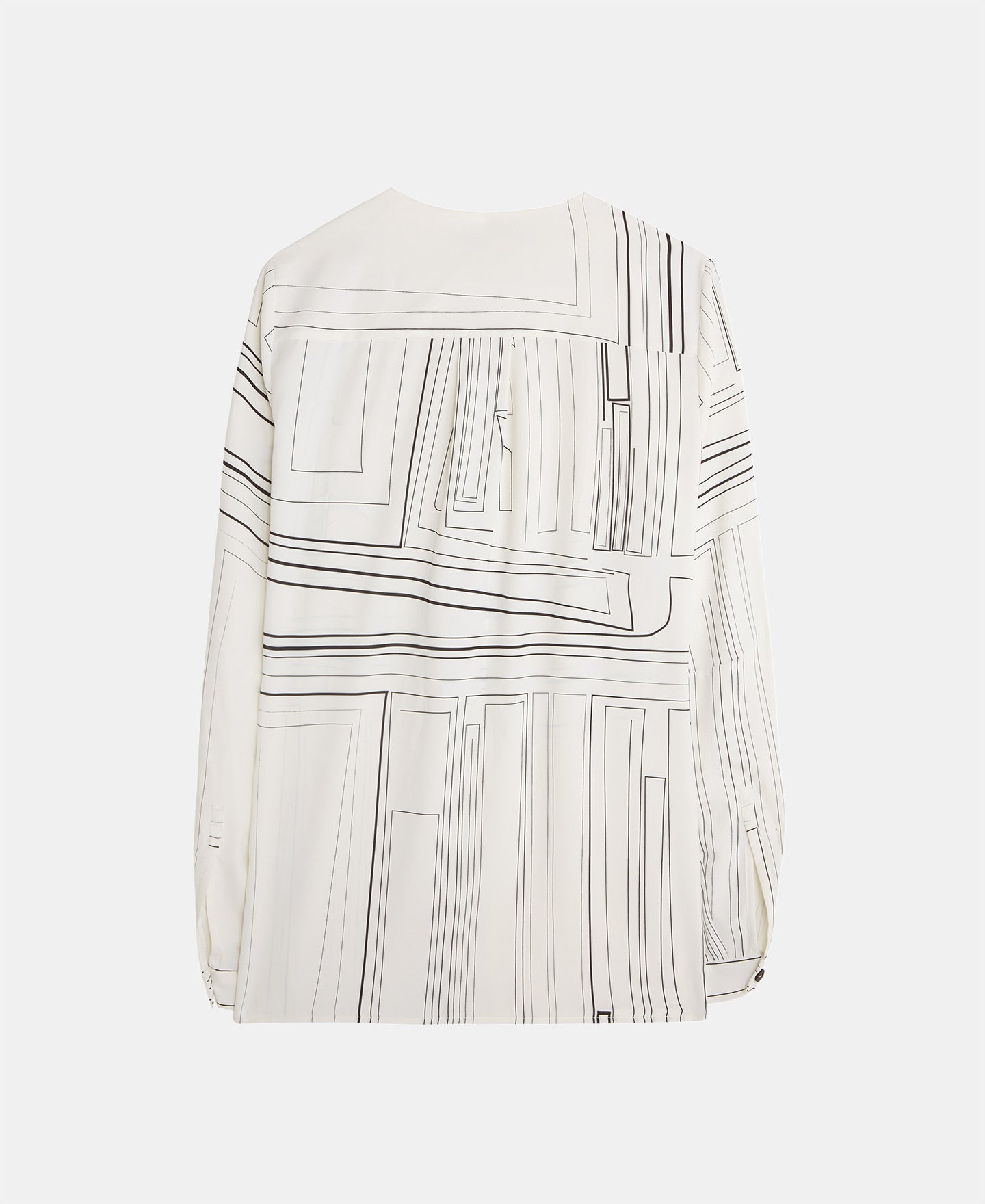 Women Long-Sleeve Shirt | Beige Labyrinth Print Blouse by Spanish designer Adolfo Dominguez
