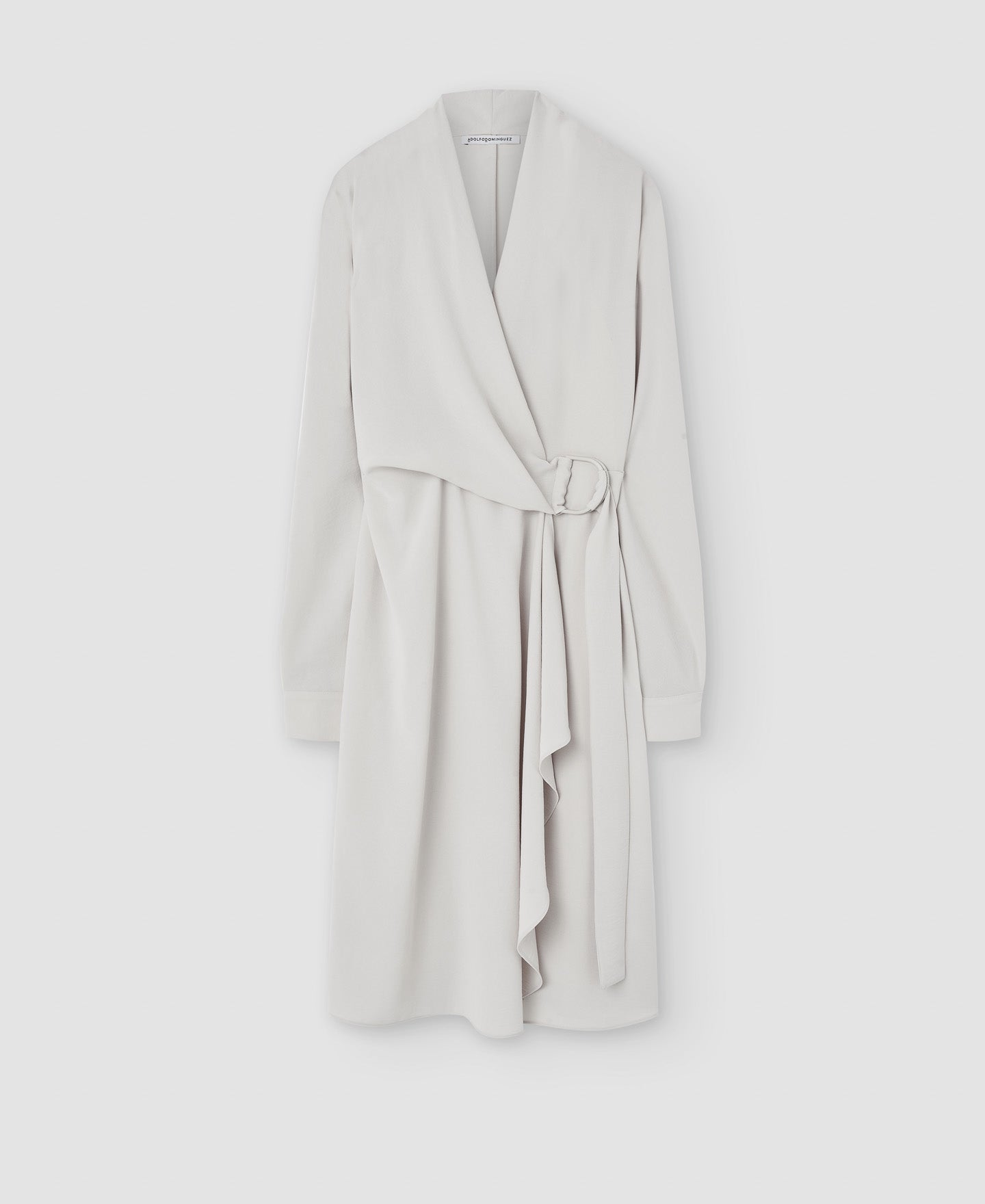 Women Dress | Beige Long Sleeve Breasted Dress by Spanish designer Adolfo Dominguez