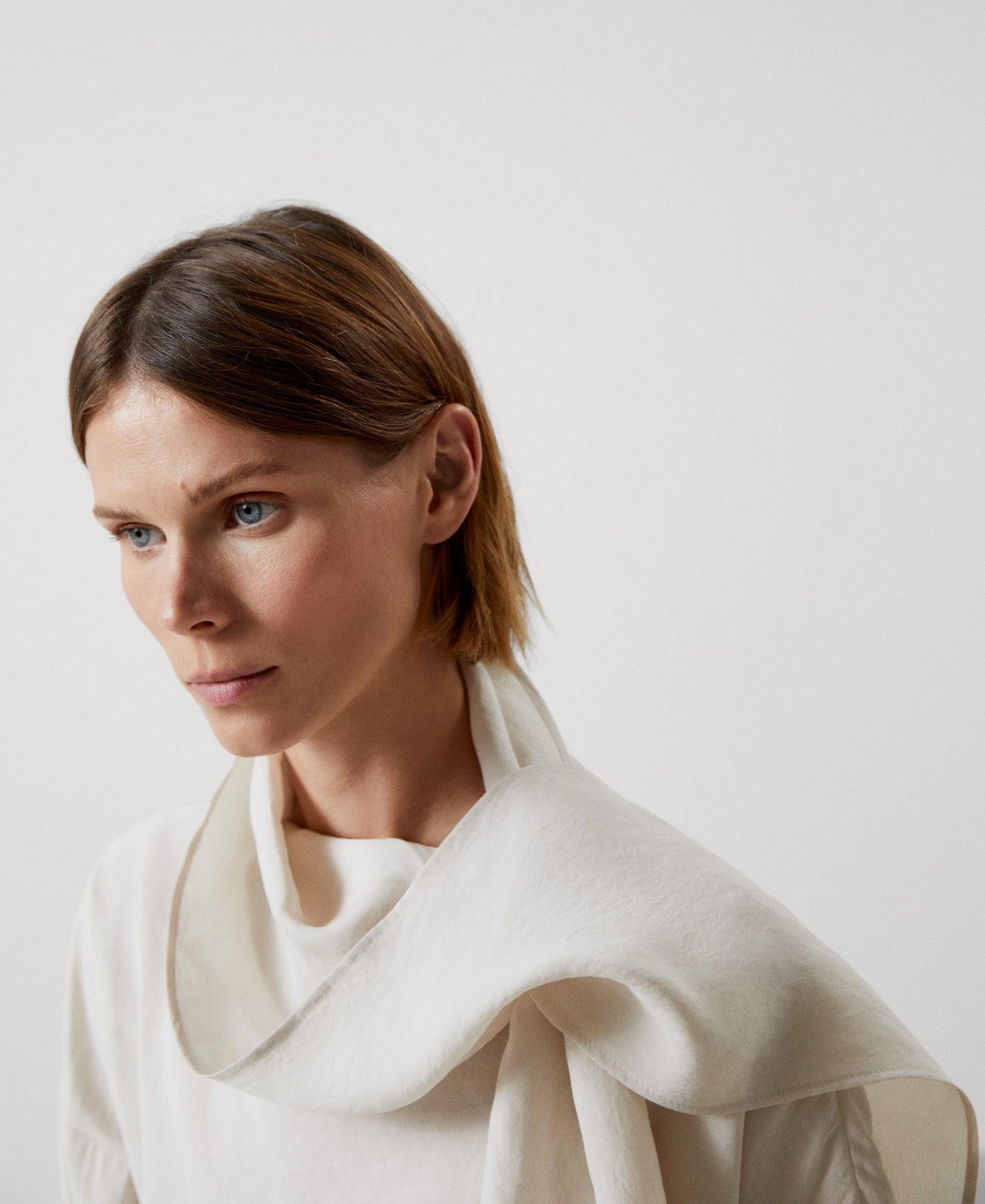 Women Shirt | Beige Modal Fabric Blouse by Spanish designer Adolfo Dominguez