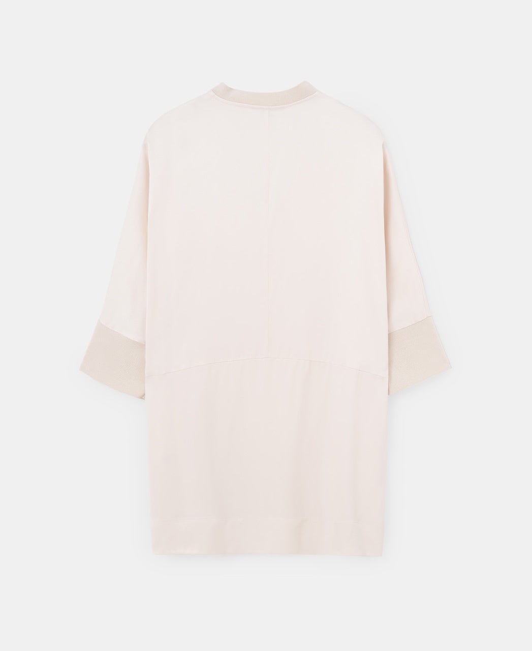 Women Shirt | Beige Oversize Viscose Mandarin Collar Shirt by Spanish designer Adolfo Dominguez