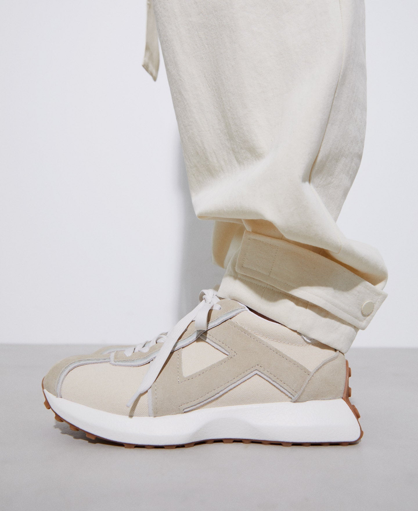 Women Shoes | Beige Vintage Leather Running Shoe by Spanish designer Adolfo Dominguez