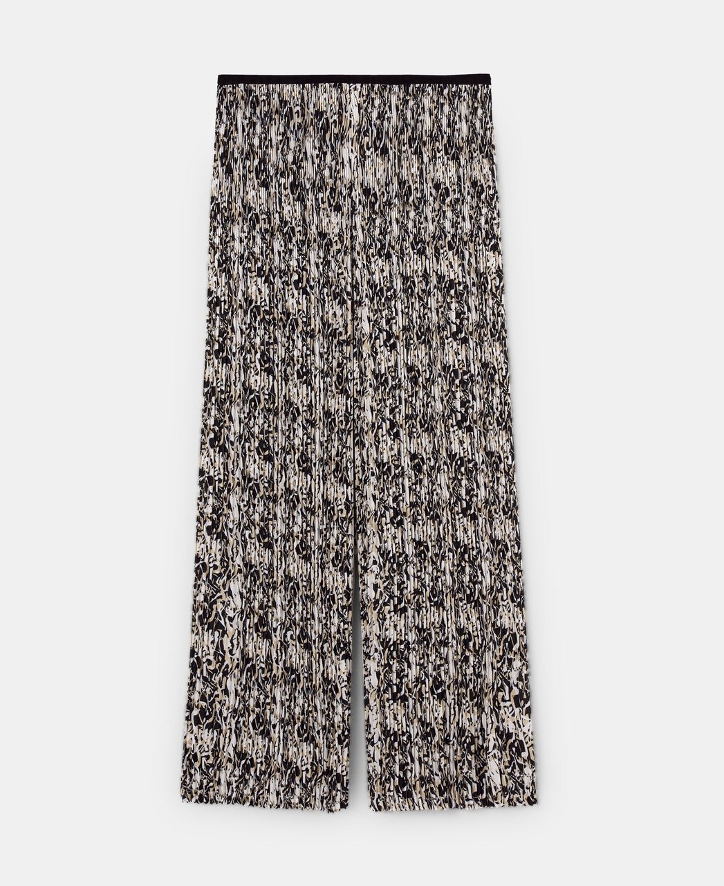 Women Trousers | Beige/Black Print Printed Crinkle Trousers by Spanish designer Adolfo Dominguez
