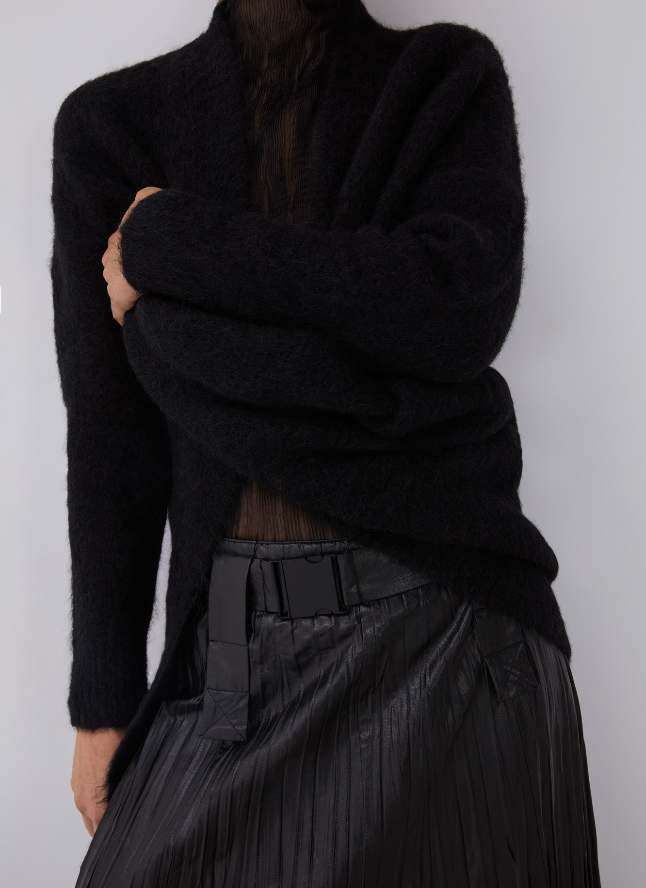 Women Knit Jacket | Black Alpaca Jacket by Spanish designer Adolfo Dominguez
