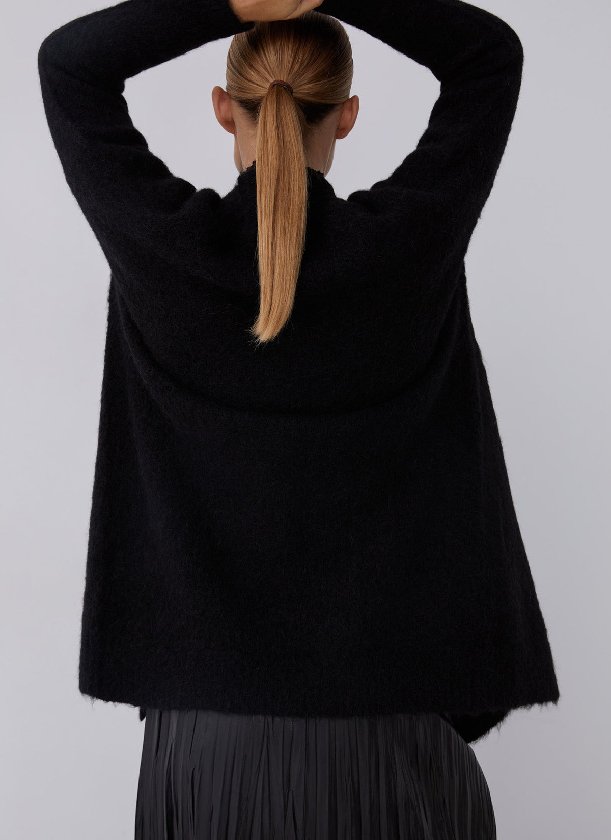 Women Knit Jacket | Black Alpaca Jacket by Spanish designer Adolfo Dominguez