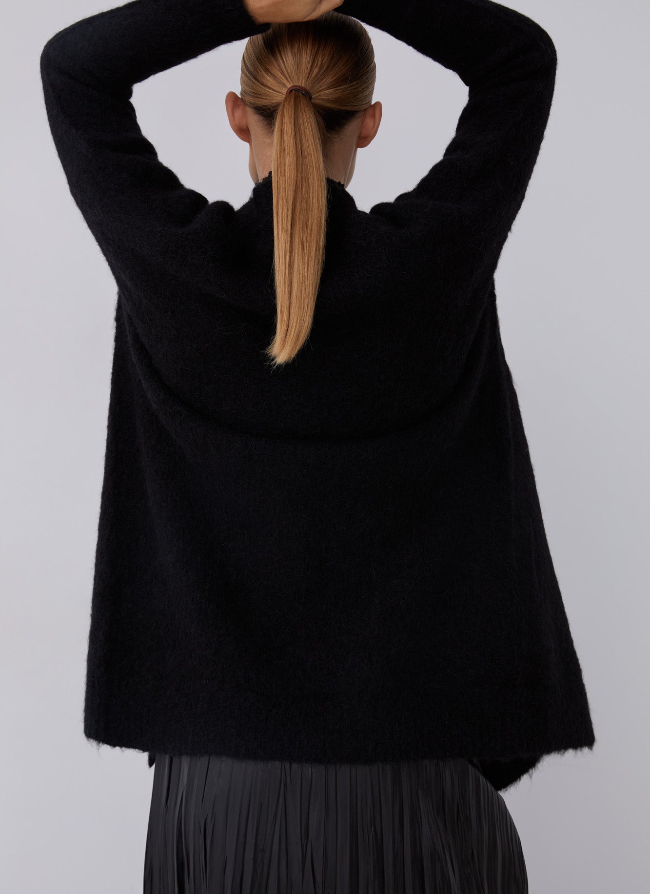 Women Knit Jacket | Black Alpaca Jacket by Spanish designer Adolfo Dominguez