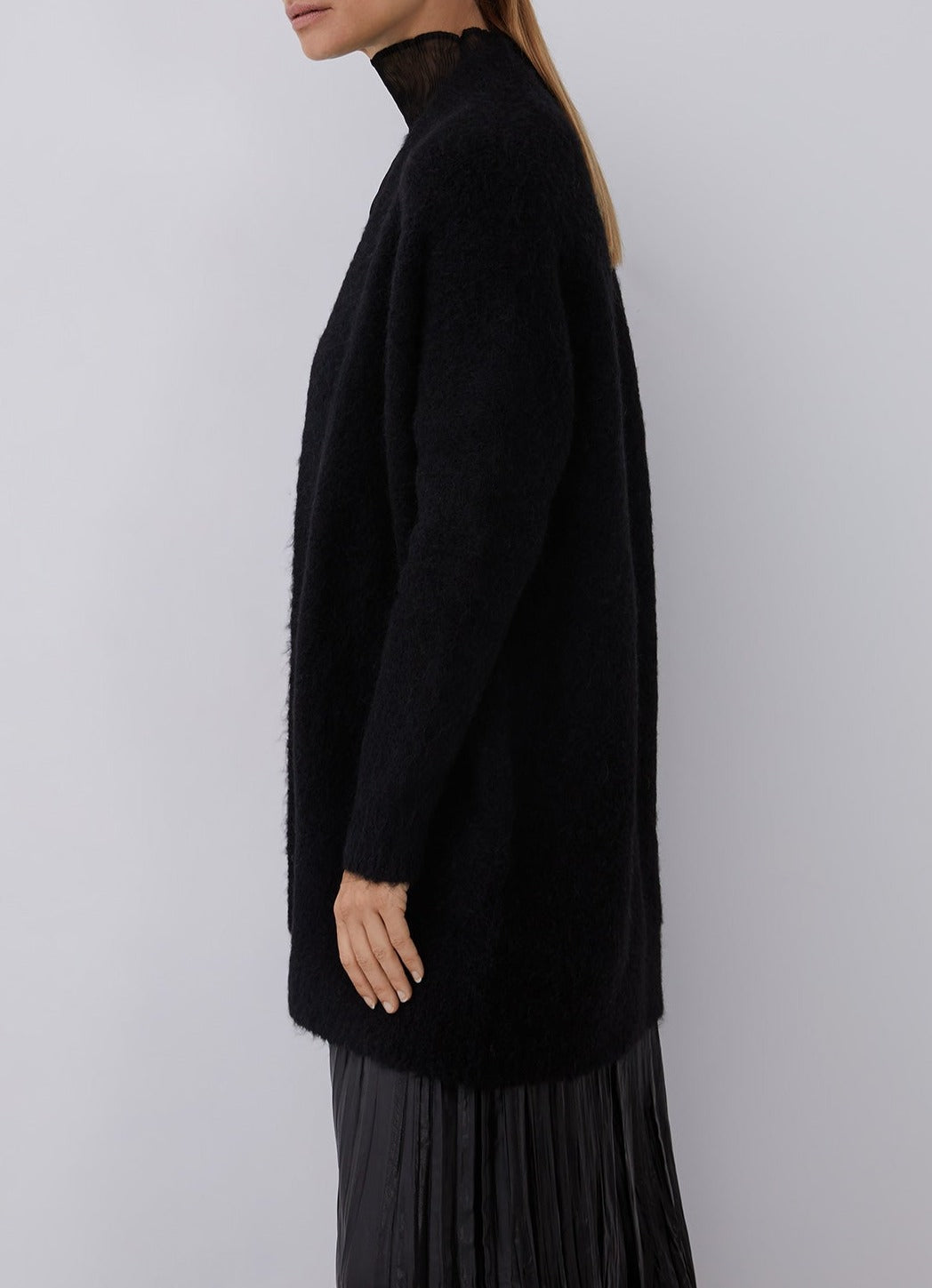 Women Knit Jacket | Black Alpaca Jacket by Spanish designer Adolfo Dominguez
