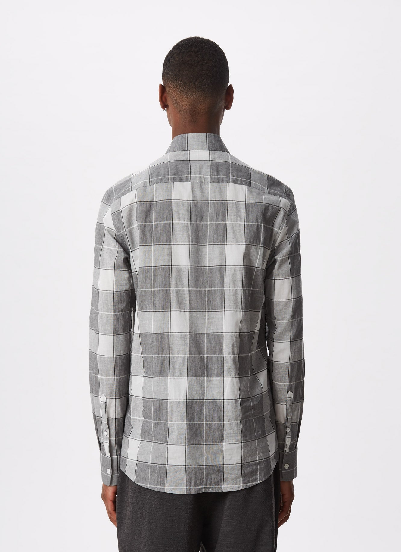 Men Shirt | Black And White Checked Shirt With Logo by Spanish designer Adolfo Dominguez