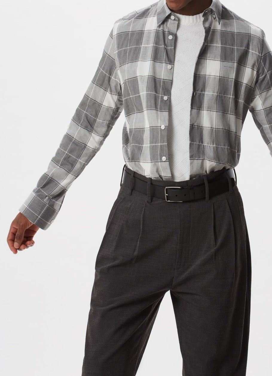 Men Shirt | Black And White Checked Shirt With Logo by Spanish designer Adolfo Dominguez