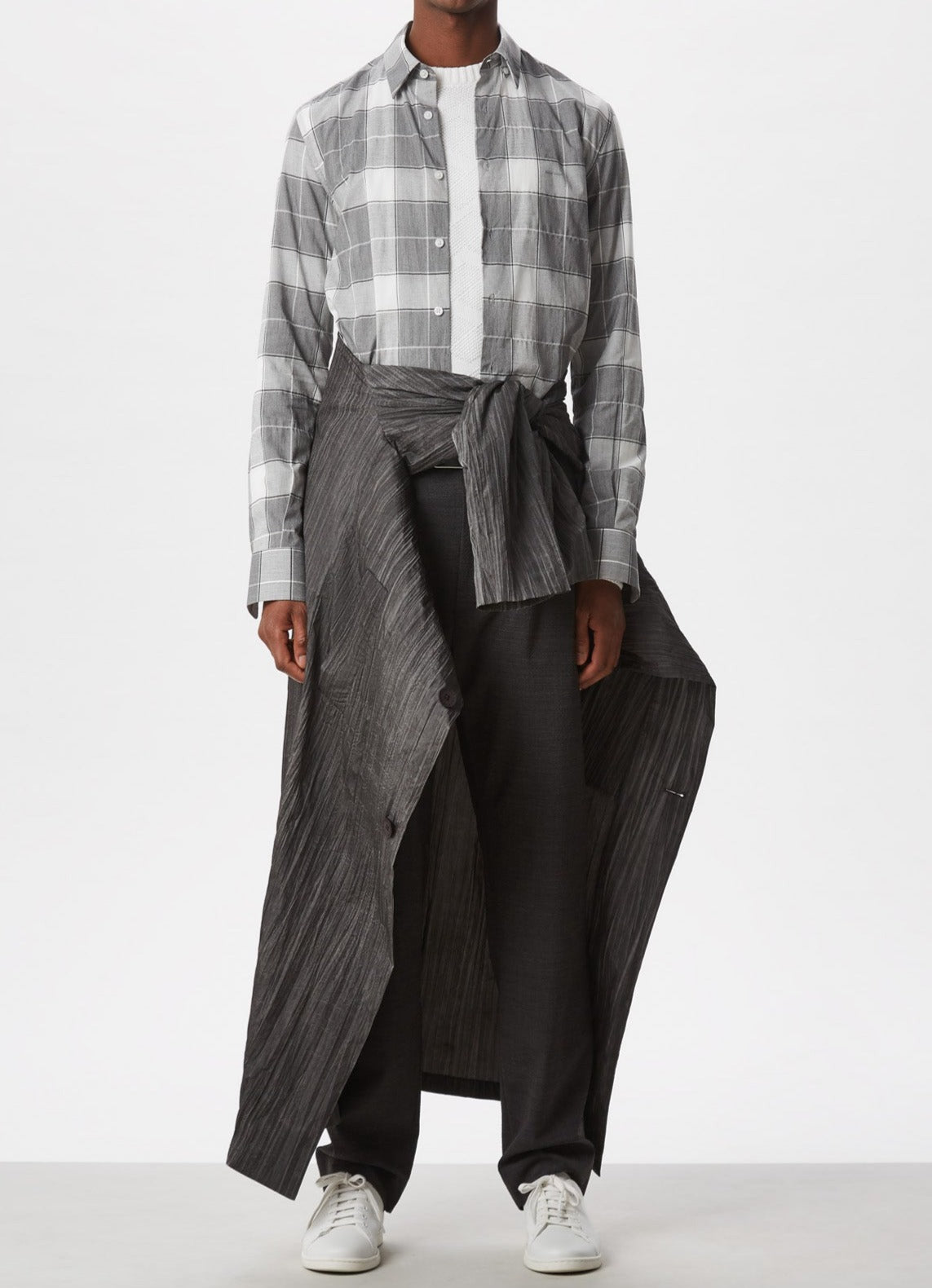 Men Shirt | Black And White Checked Shirt With Logo by Spanish designer Adolfo Dominguez