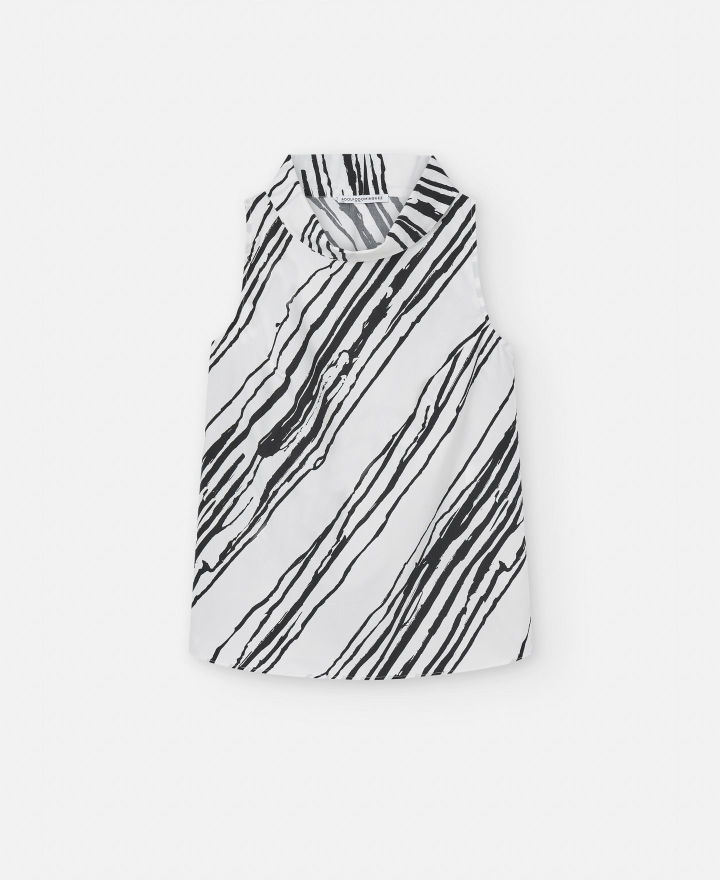 Women Top | Black And White Responsible Cotton Halter Top by Spanish designer Adolfo Dominguez