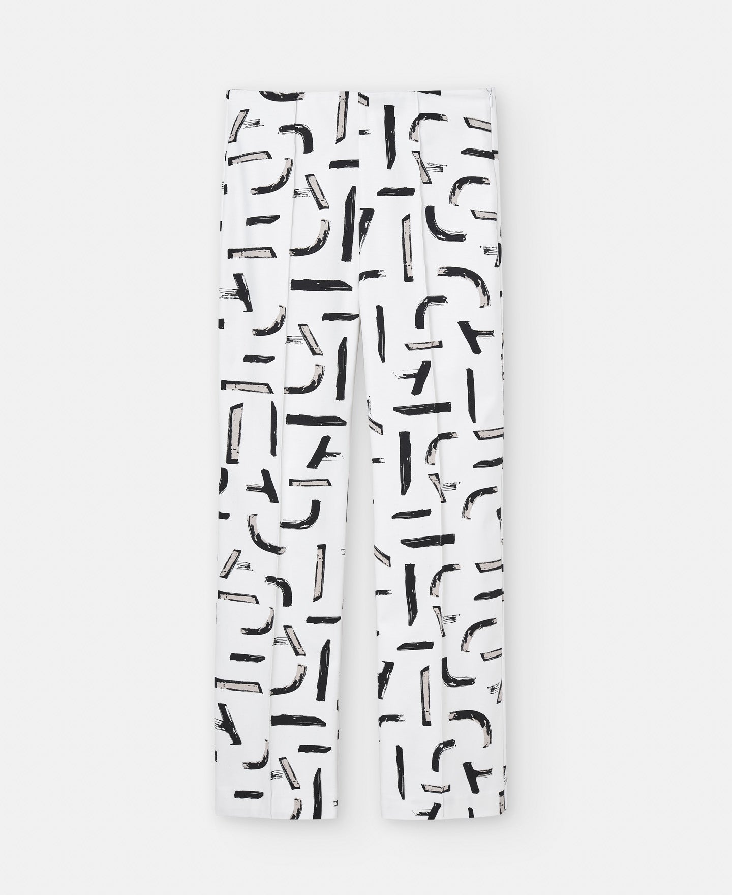Women Trousers | Black And White Straight Printed Trousers by Spanish designer Adolfo Dominguez