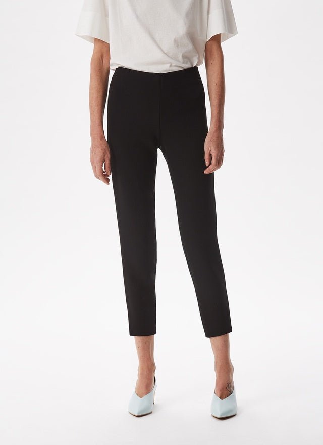 Women Trousers | Black Ankle Length Legging With Elastic Waist by Spanish designer Adolfo Dominguez
