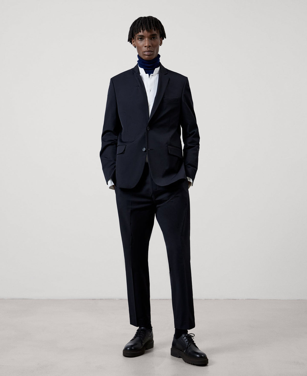 Men Trousers | Black Ankle-Length Tailored Trousers by Spanish designer Adolfo Dominguez