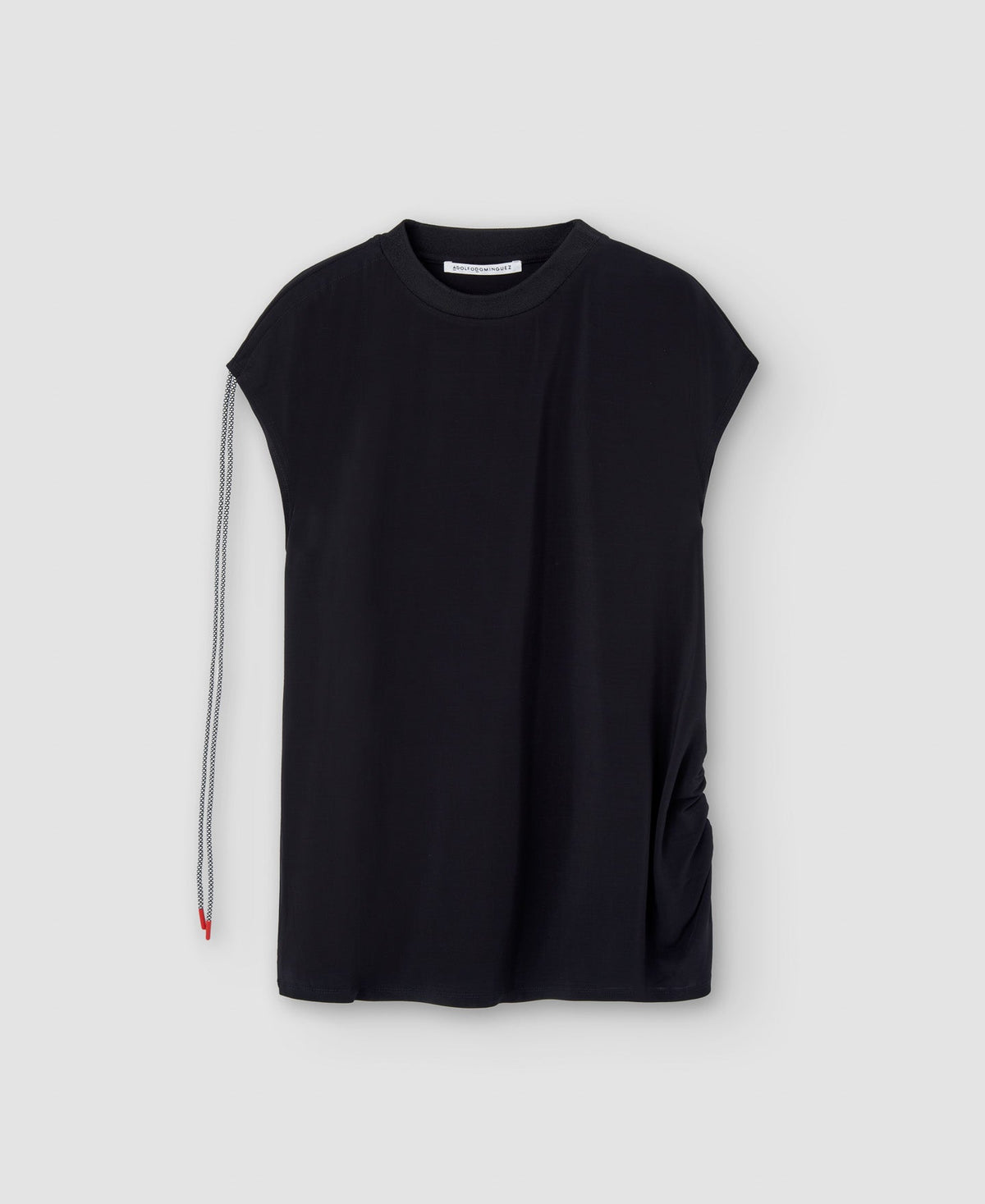 Women T-Shirt (Short Sleeve) | Black Asymmetrical Blouse In Elastic Viscose by Spanish designer Adolfo Dominguez