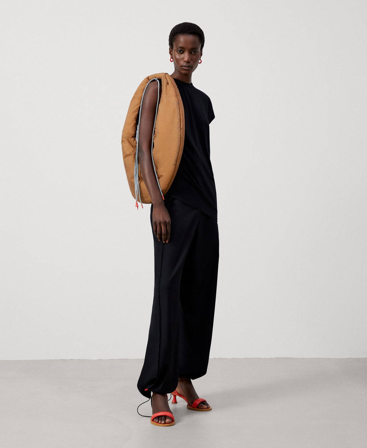 Women T-Shirt (Short Sleeve) | Black Asymmetrical Blouse In Elastic Viscose by Spanish designer Adolfo Dominguez