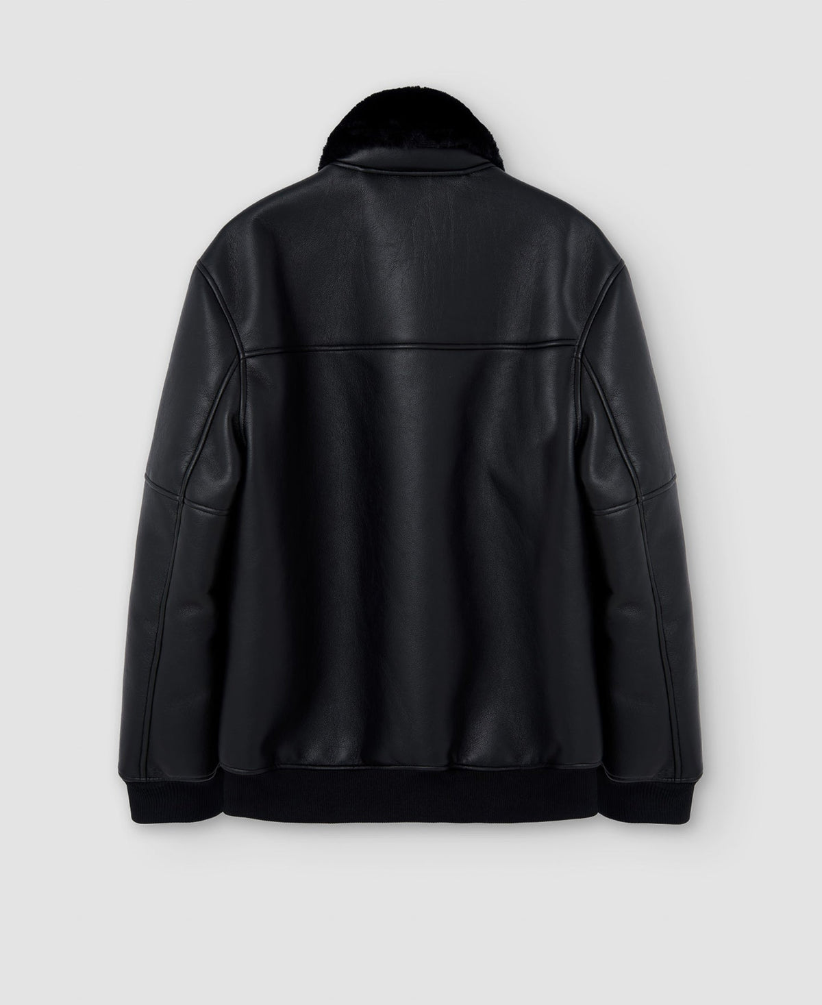 Men Ecoleather | Black Aviator Jacket With Patch Pockets by Spanish designer Adolfo Dominguez