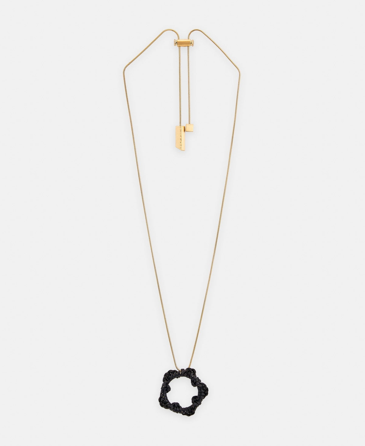 Women Necklace | Black Braided Leather Motif Pendant by Spanish designer Adolfo Dominguez