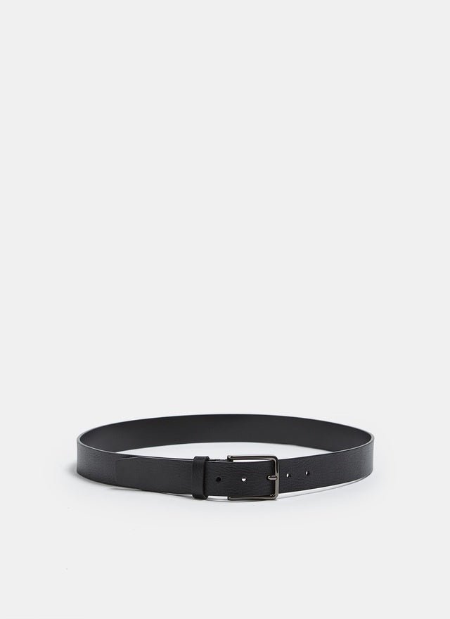 Men Belt | Black Classic Leather Belt by Spanish designer Adolfo Dominguez