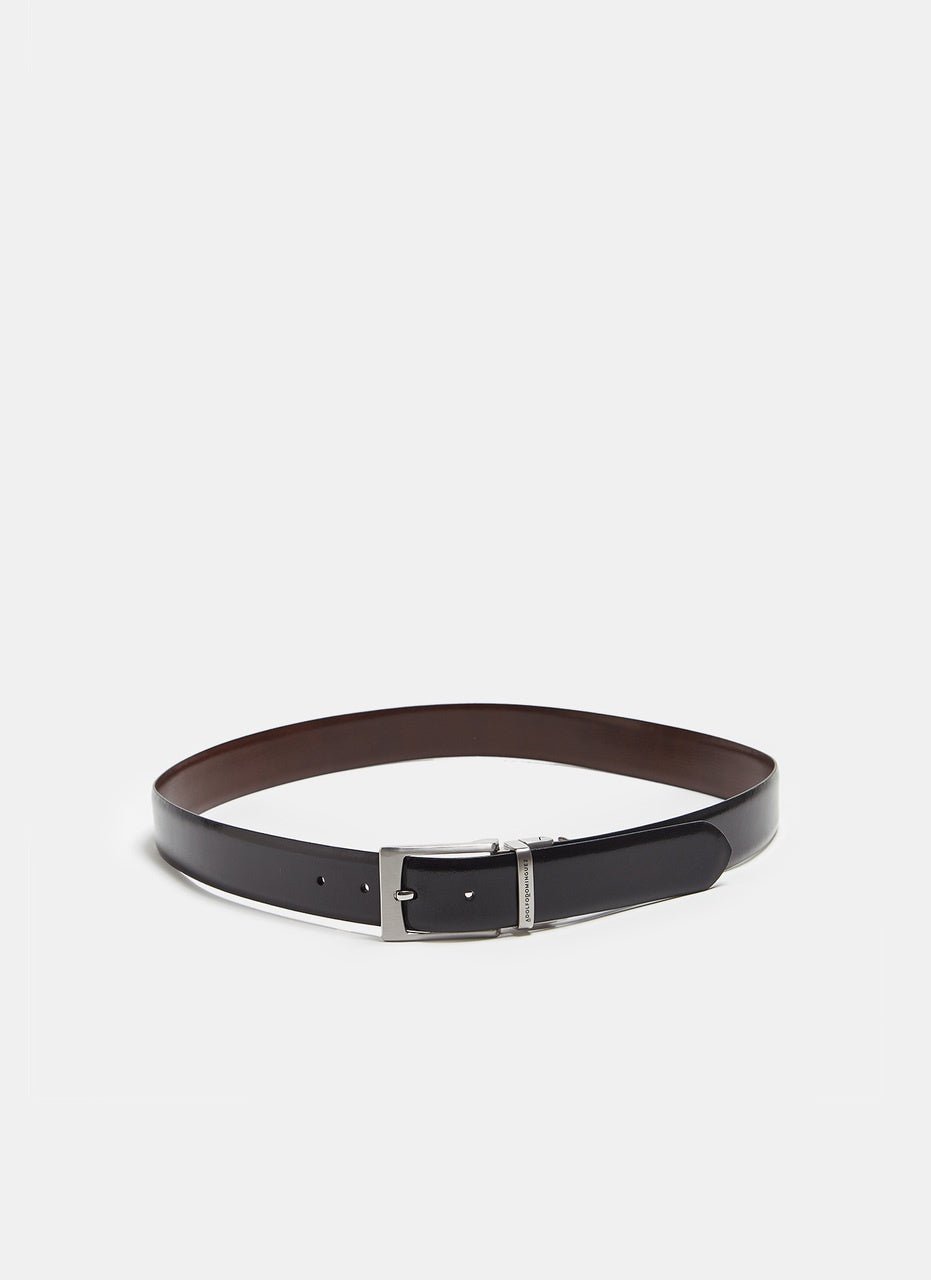 Men Belt | Black Classic Reversible Leather Belt by Spanish designer Adolfo Dominguez