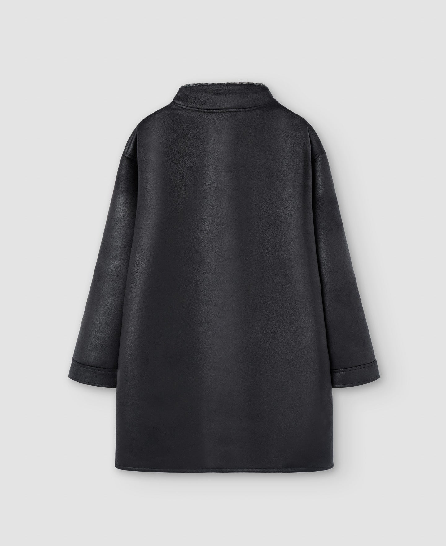 Men Ecoleather | Black Coat by Spanish designer Adolfo Dominguez