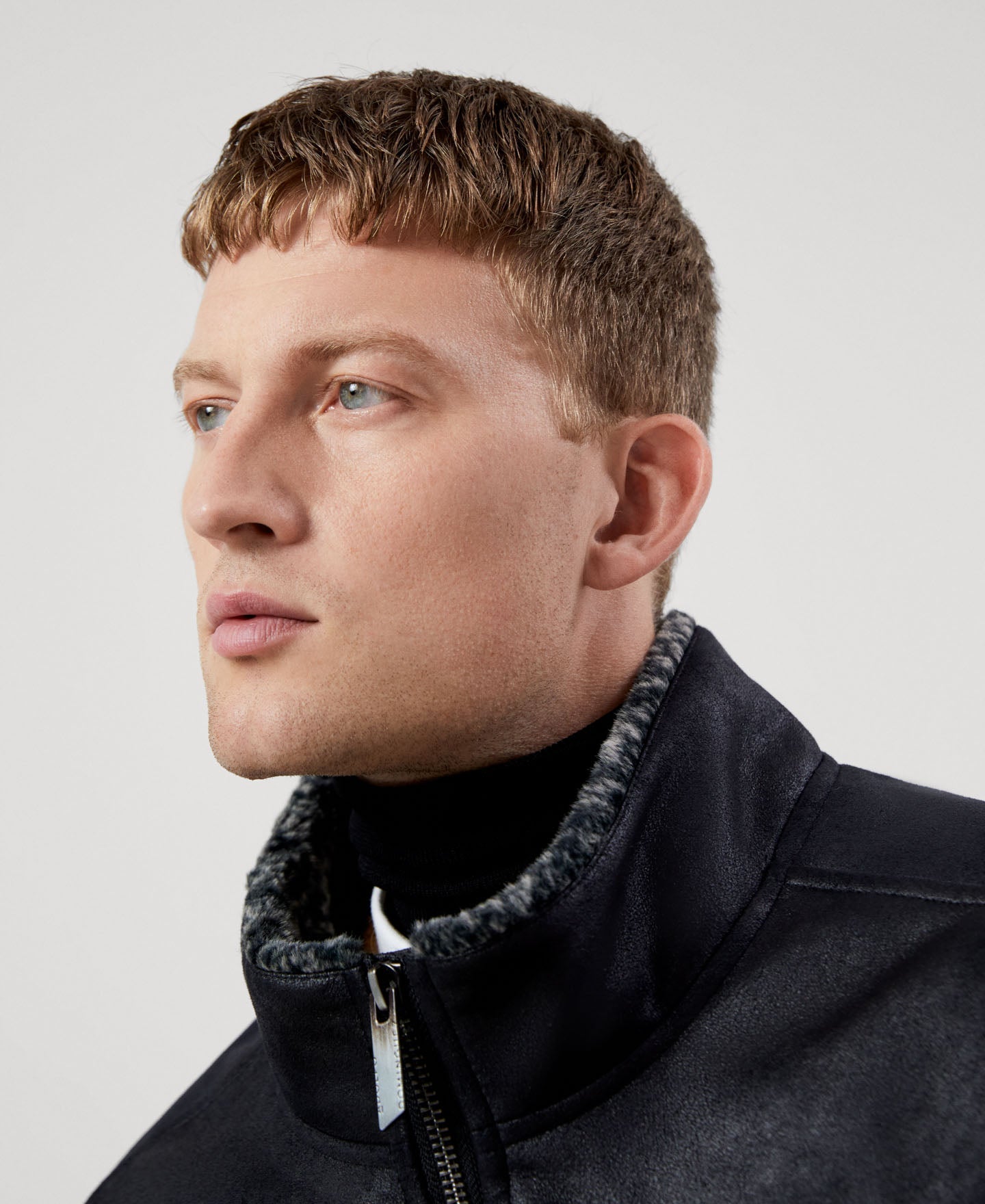 Men Ecoleather | Black Coat by Spanish designer Adolfo Dominguez