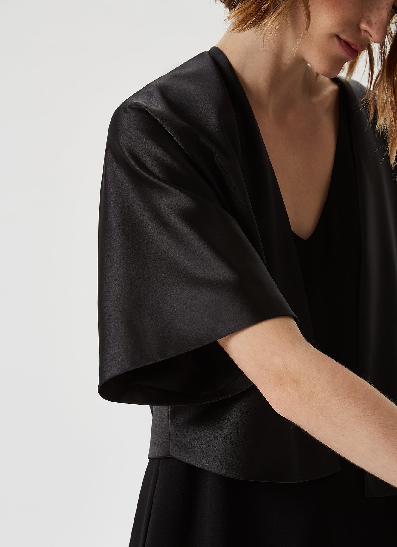 Women Knit Accesories | Black Cocktail Jacket In Satin Fabric by Spanish designer Adolfo Dominguez