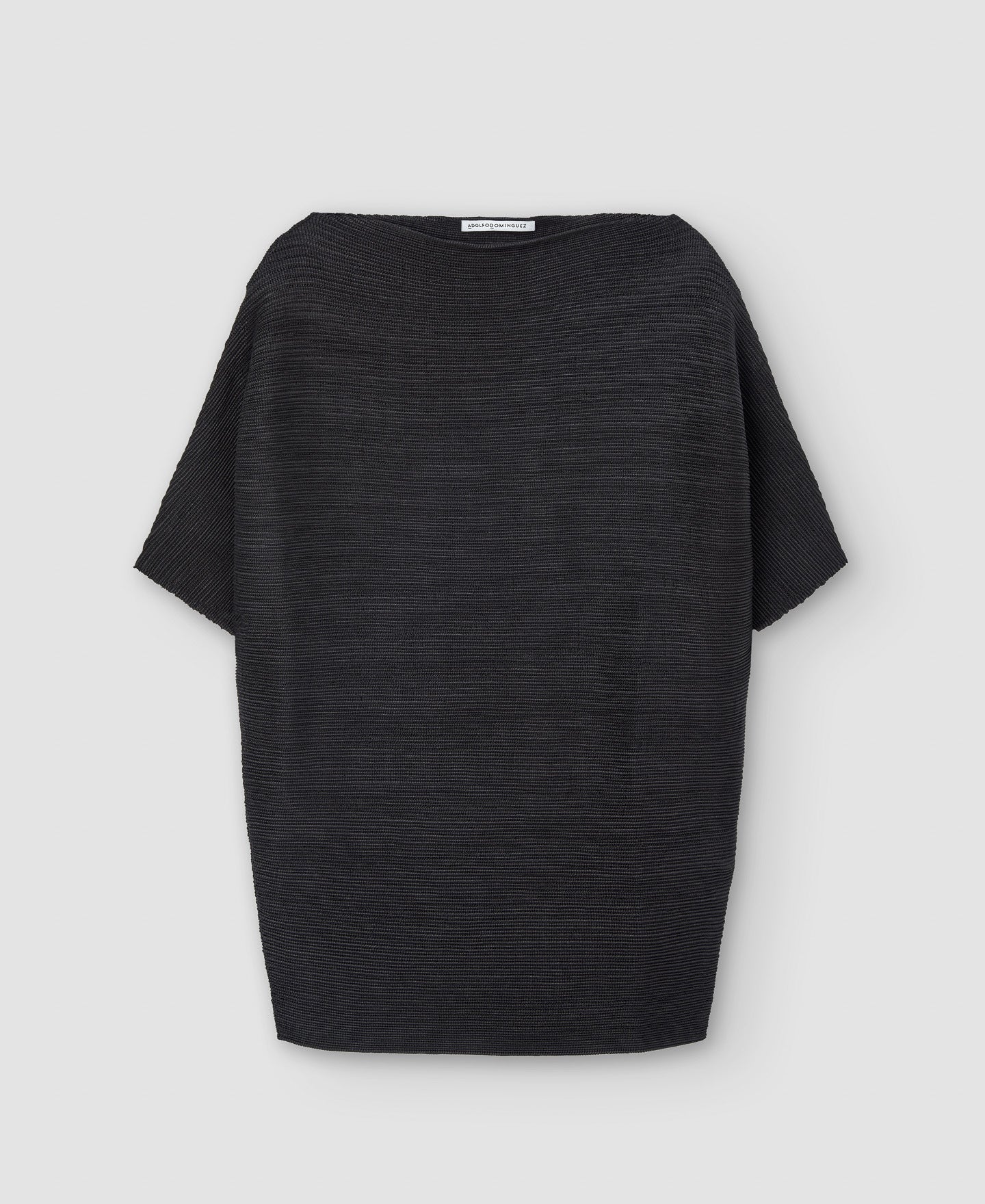 Women Shirt | Black Crinkle Bat Sleeve Sweater by Spanish designer Adolfo Dominguez