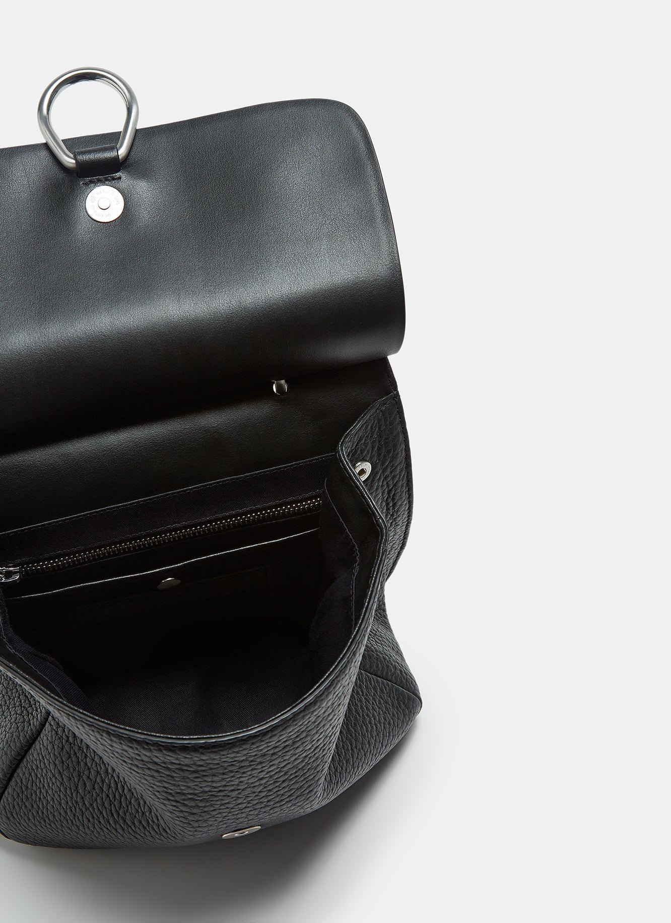 Women Leather Bag | Black Granulated Leather Crossbody by Spanish designer Adolfo Dominguez