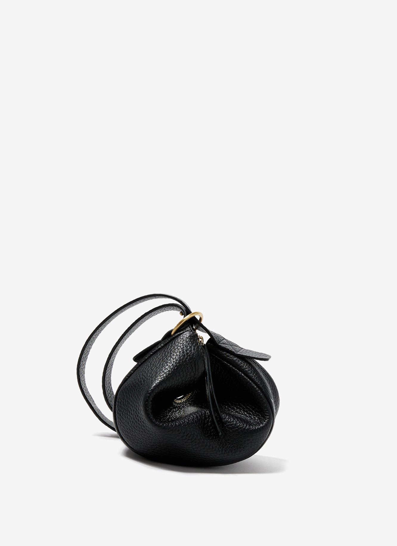 Women Leather Bag | Black Granulated Leather Xl Crossbody Bag by Spanish designer Adolfo Dominguez