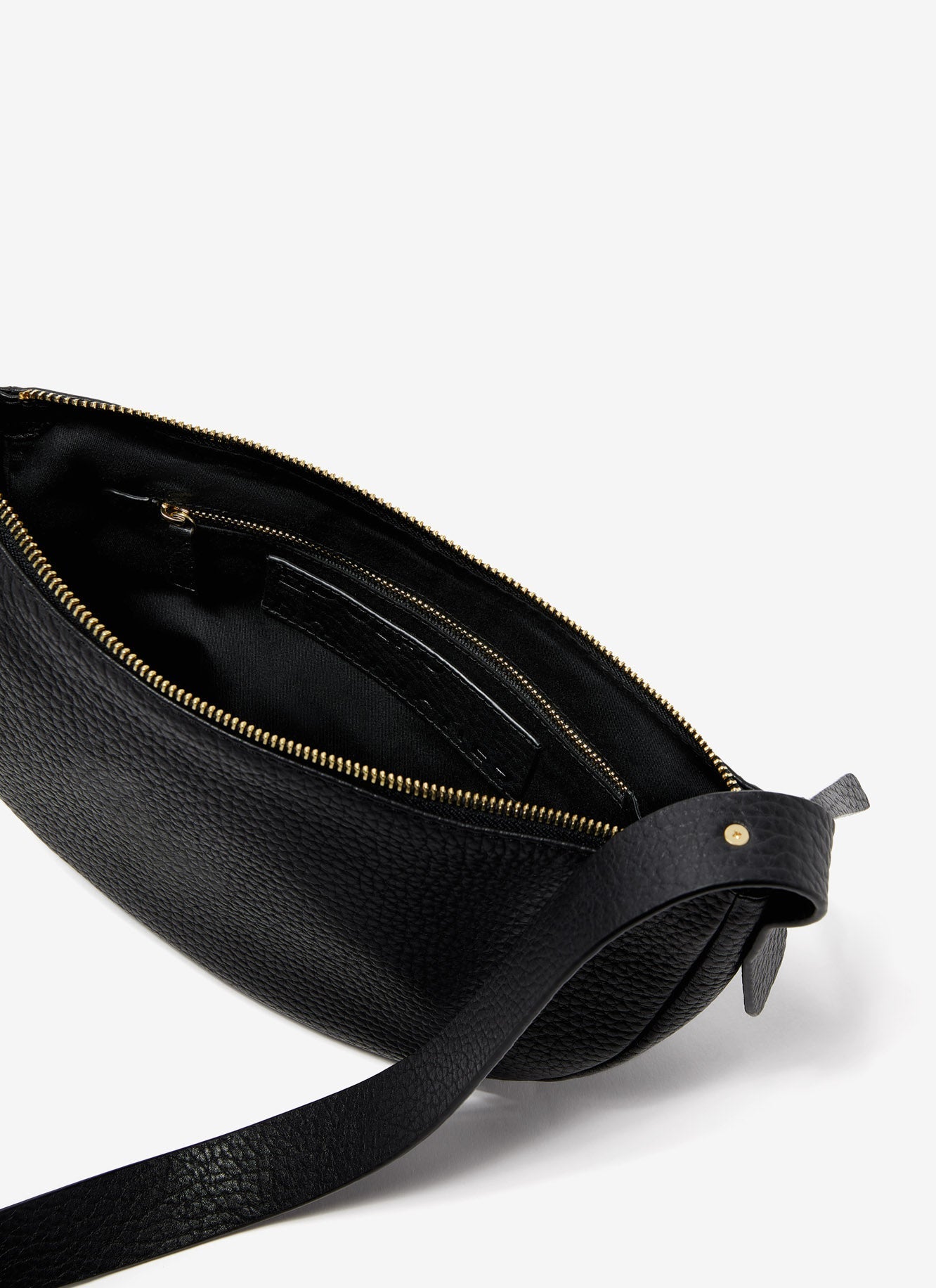 Women Leather Bag | Black Granulated Leather Xl Crossbody Bag by Spanish designer Adolfo Dominguez