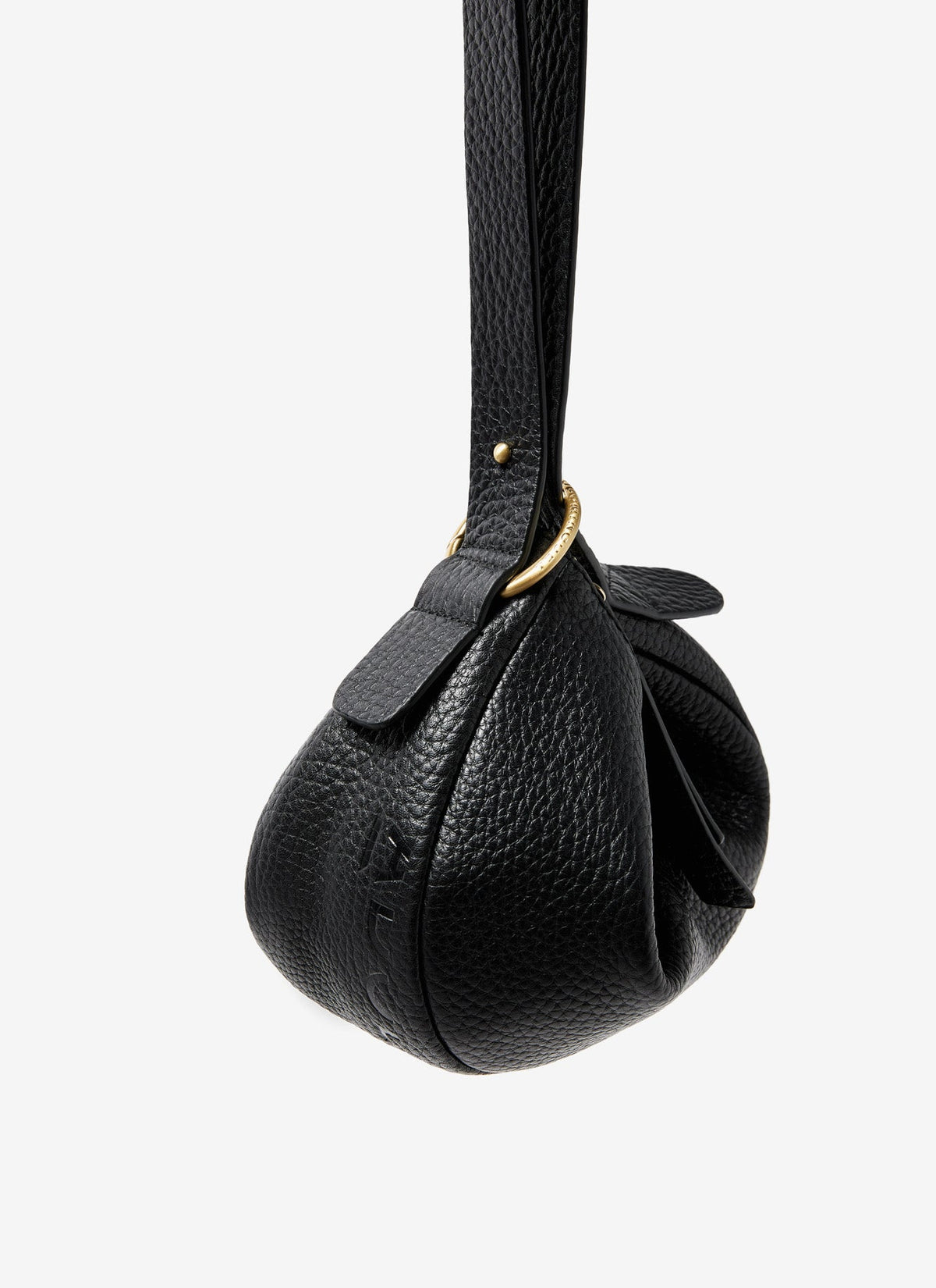 Women Leather Bag | Black Granulated Leather Xl Crossbody Bag by Spanish designer Adolfo Dominguez