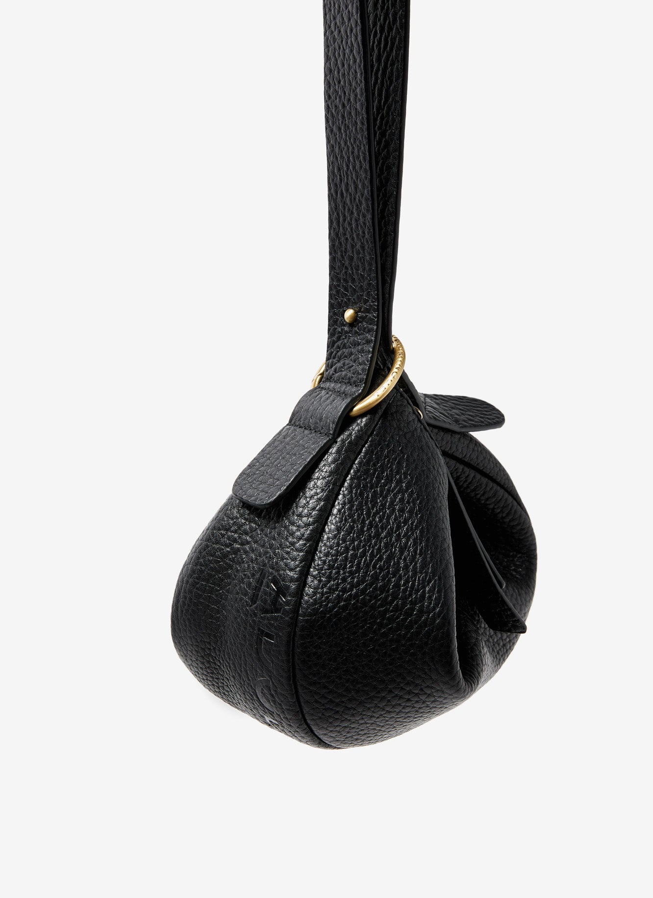 Women Leather Bag | Black Granulated Leather Xl Crossbody Bag by Spanish designer Adolfo Dominguez