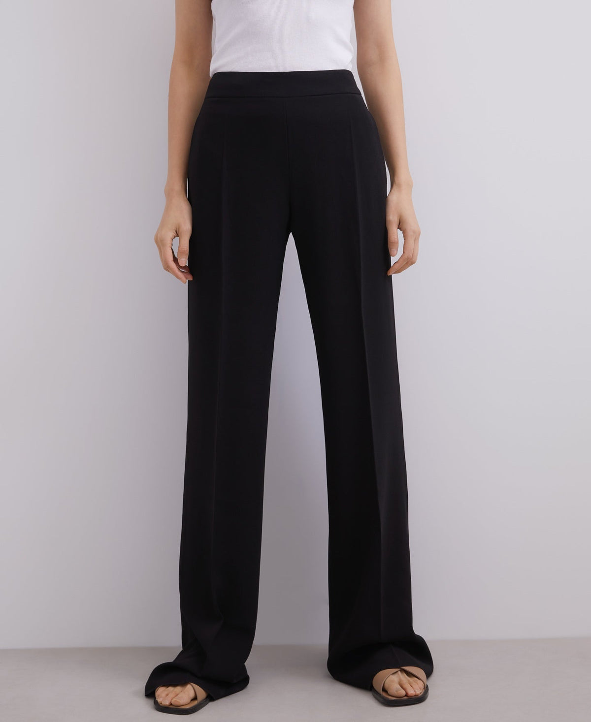 Women Trousers | Black High-Waisted Straight Trousers by Spanish designer Adolfo Dominguez
