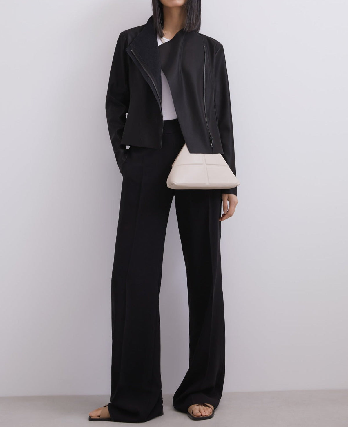 Women Trousers | Black High-Waisted Straight Trousers by Spanish designer Adolfo Dominguez